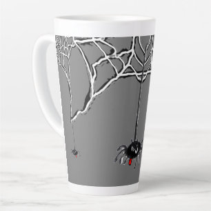 Caneca De Café Latte Cartoon das Aranhas Engraçadas. Cinza Latte Mug
