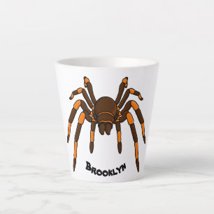 Caneca De Café Latte Cartoon de aranha-do-marrom e-laranja-acastanhado