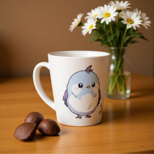 Caneca De Café Latte Cartoon de Aves Cute Kawaii Chubby - Pastel Adoráv