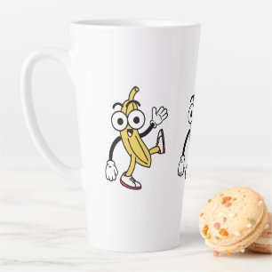 Caneca De Café Latte Cartoon de Banana