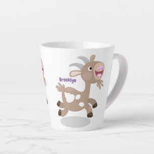 Caneca De Café Latte Cartoon de cabra feliz e bonito