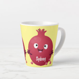 Caneca De Café Latte Cartoon de fruta de romã giro