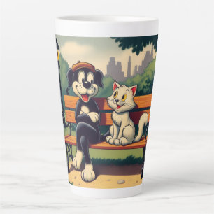 Caneca De Café Latte Cartoon de gato/cão, bonito, vintado