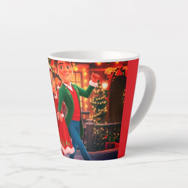 Caneca De Café Latte Cartoon de Natal Princesa Latte Mug (Ângulo direito)