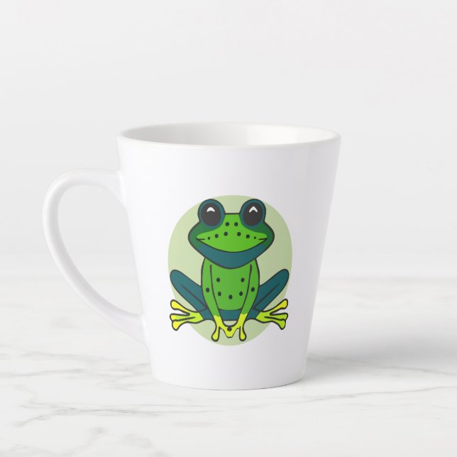Caneca De Café Latte Cartoon de Sapo Verde (Esquerda)