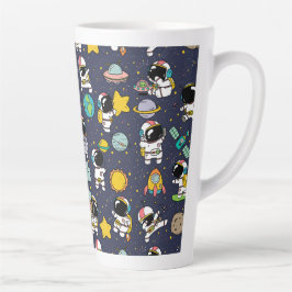 Caneca De Café Latte Cartoon espacial astronauta