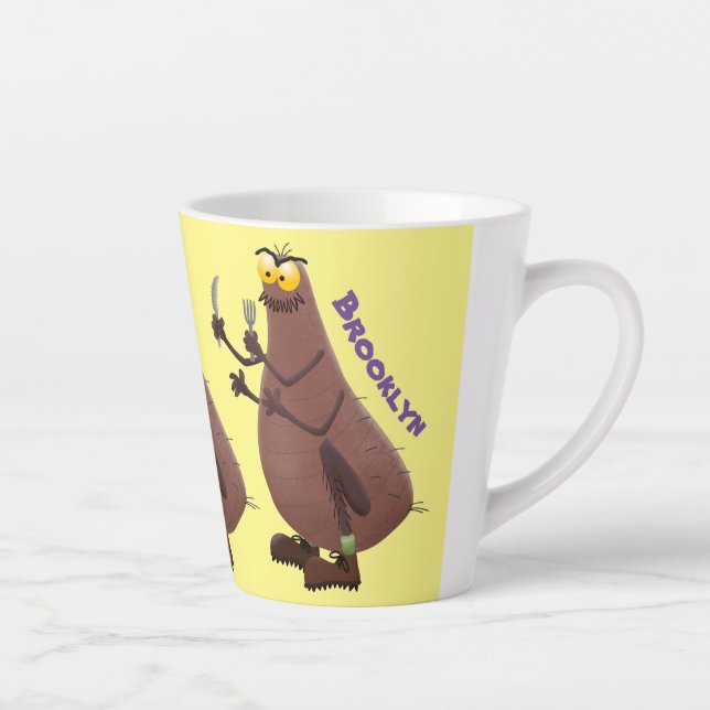 Caneca De Café Latte Cartoon feio e faminto (Direita)