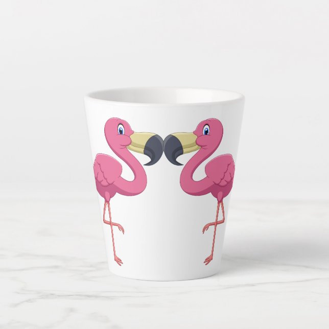 Caneca De Café Latte Cartoon Flamingos Personalize (Frente)