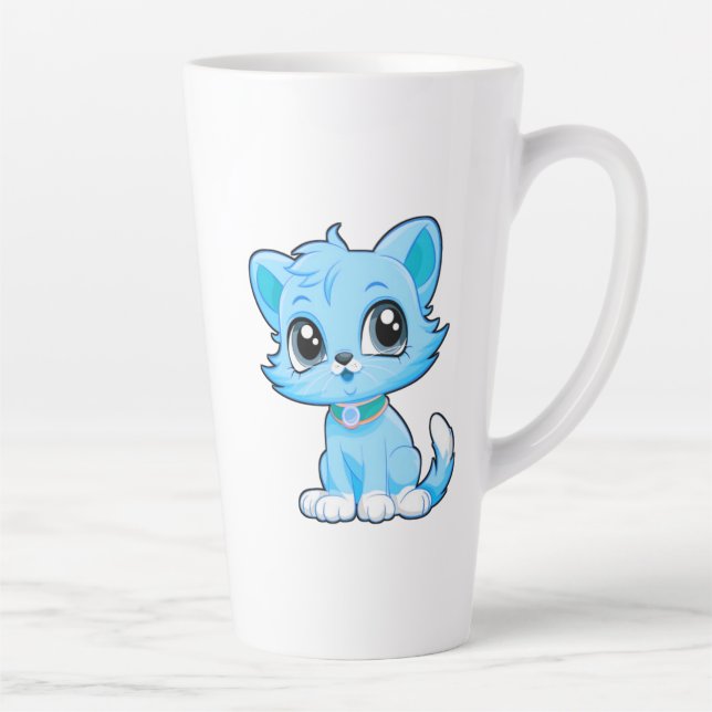 Caneca De Café Latte Cartoon Gato Adorável (Direita)