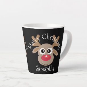 Caneca De Café Latte Cartoon preto-latão-caneca-branca-natalina