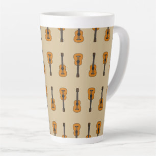 Caneca De Café Latte Cartoon Simples de Guitarra Acústica
