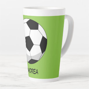 Caneca De Café Latte Cartoon Soccer Ball Adicione seu nome