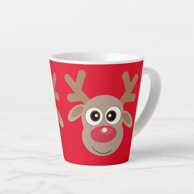 Caneca De Café Latte Cartoon Vermelho de Grafo de Natal (Ângulo direito)