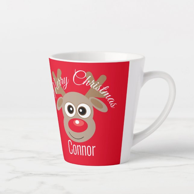Caneca De Café Latte Cartoon Vermelho de Grafo de Natal (Direita)