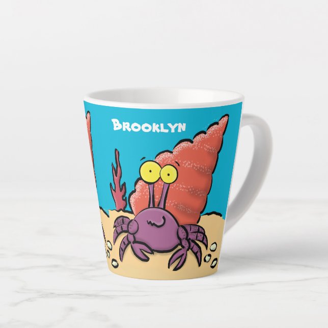 Caneca De Café Latte Cartum roxo engraçado e engraçado (Ângulo direito)