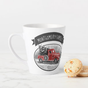 Caneca De Café Latte Casa de Fábrica do Monograma Russo Red Truck