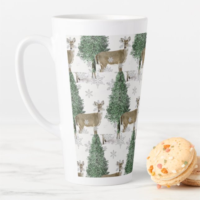 Caneca De Café Latte Casa de Férias de Natal com Veado de Cauda Branca  (In Situ)