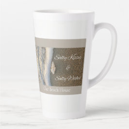 Caneca De Café Latte Casa de Praia Beijos Salgados & Desejos Salgados C