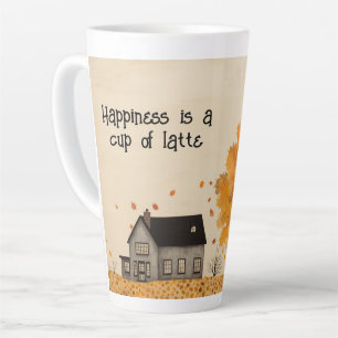Caneca De Café Latte Casa no outono Felicidade Latte