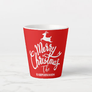 Caneca De Café Latte Casais modernos elegantes/Natal de árvore familiar