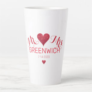 Caneca De Café Latte Casal Cardíaco Vermelho-Escuro - Lata Grande