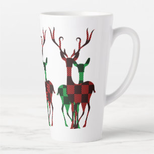 Caneca De Café Latte Casal da Xadrez de Buffalo Vermelho e Verde Elegan