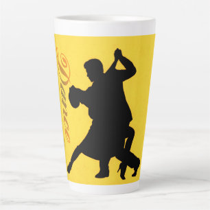 Caneca De Café Latte Casal de dança Silhouette