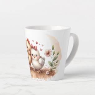 Caneca De Café Latte Casal de Franguinhos Caprichosos Aquarela Cottagec