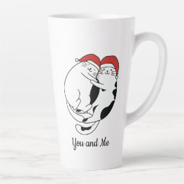 Caneca De Café Latte Casal de gatos de Natal fofos apaixonados minimali
