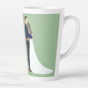 Caneca De Café Latte Casal de Noivos, variação de tons de pele 2