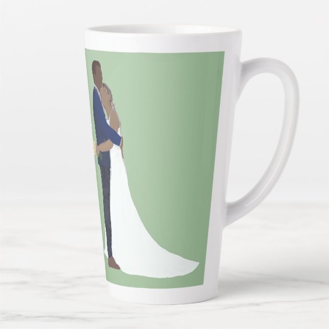 Caneca De Café Latte Casal de Noivos, variação de tons de pele 4 (Direita)