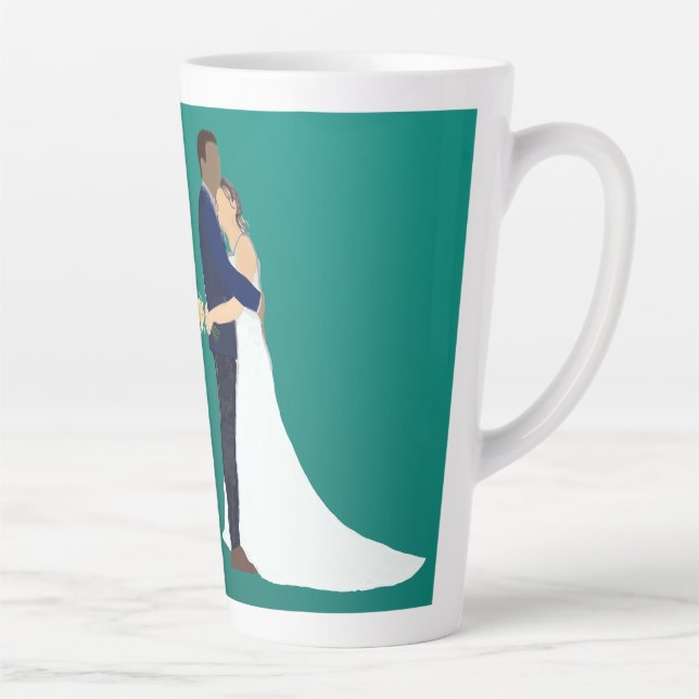 Caneca De Café Latte Casal de Noivos, variação de tons de pele 5 (Direita)