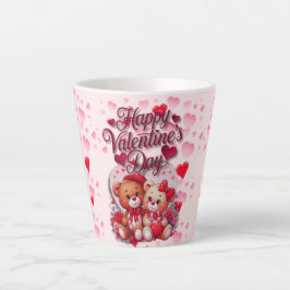 Caneca De Café Latte Casal do Urso de Teddy feliz dia de os namorados A