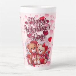 Caneca De Café Latte Casal do Urso de Teddy feliz dia de os namorados A