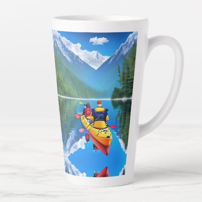 Caneca De Café Latte Casal em Kayak | Kayaking Themed (Direita)