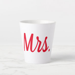 Caneca De Café Latte Casal Esposa Monograma Vermelho Personalizado