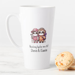 Caneca De Café Latte Casal Kawaii Gelado Adventura Juntos