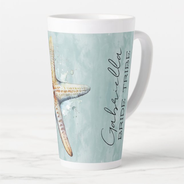 Caneca De Café Latte Casamento com tema de praia  (Ângulo direito)