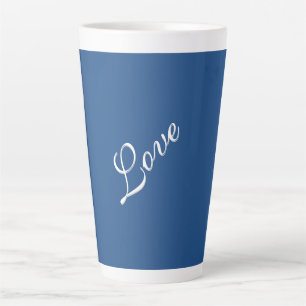Caneca De Café Latte Casamento de Amor com Caligrafia Atrativa Azul