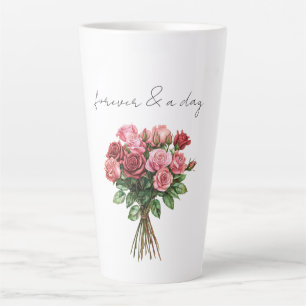 Caneca De Café Latte Casamento Floral de Rosas Rosa Vermelhas Romântica