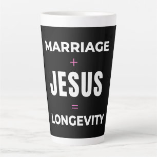Caneca De Café Latte Casamento + Jesus = Longevidade
