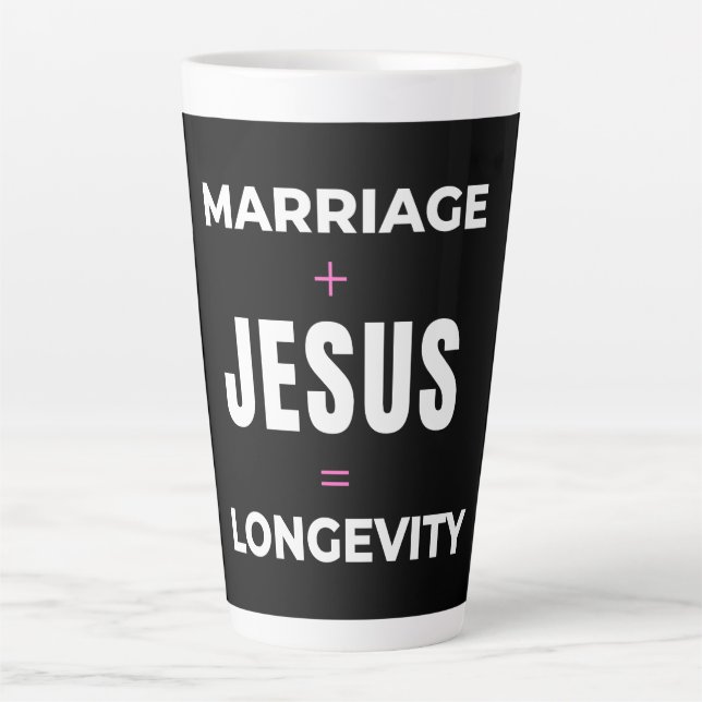 Caneca De Café Latte Casamento + Jesus = Longevidade (Frente)