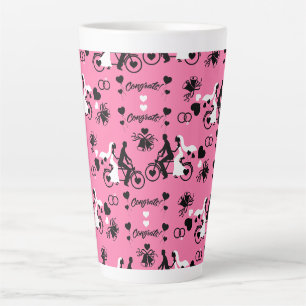 Caneca De Café Latte Casamento Romântico E Noivado Da Bicicleta Tandem