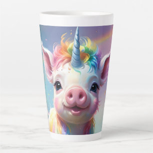 Caneca De Café Latte "Cascos Mágicos: O Rainbow Unicorn Pig"