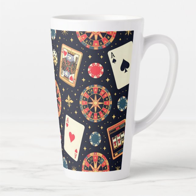 Caneca De Café Latte Casino pattern theme on black (Direita)