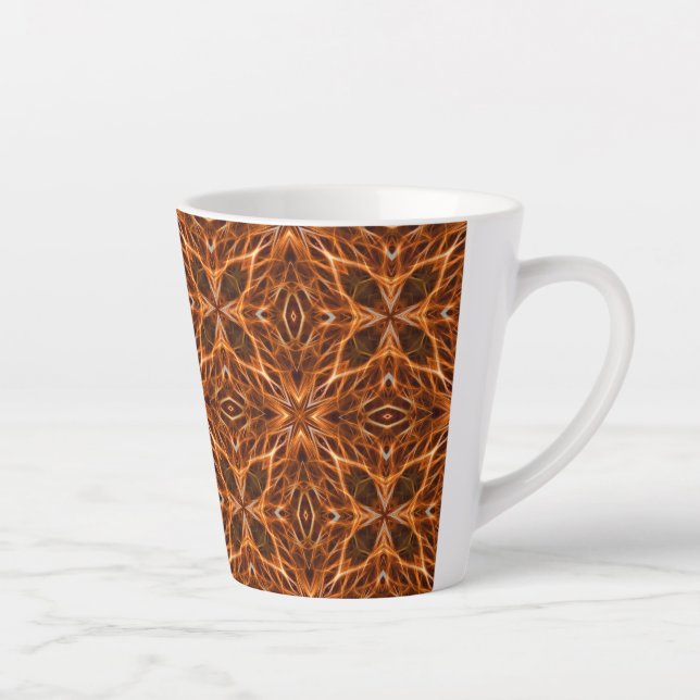 Caneca De Café Latte Castanho Kaleidoscope Mandala Padrão (Direita)
