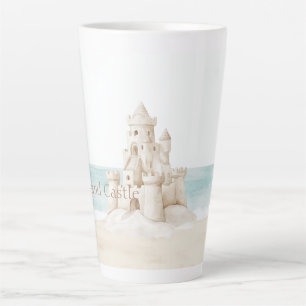 Caneca De Café Latte Castelo de Areia na Praia