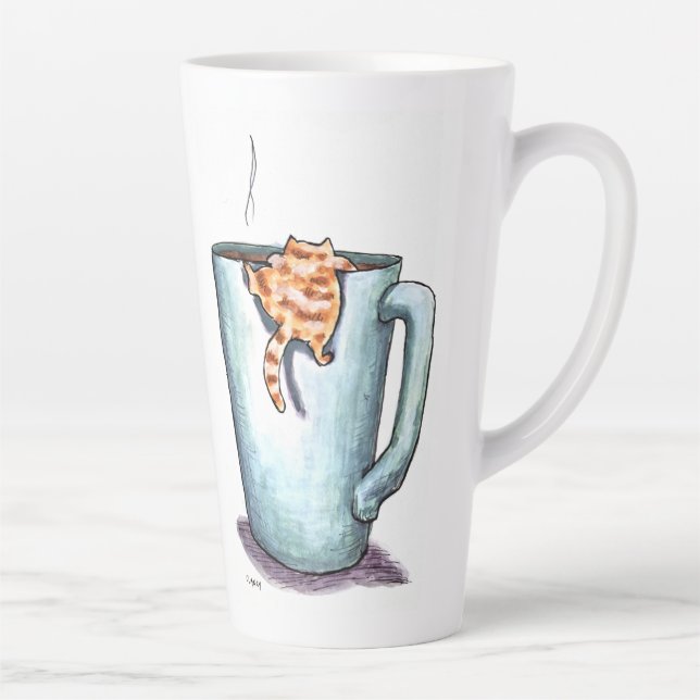 Caneca De Café Latte Cat Climb (Direita)