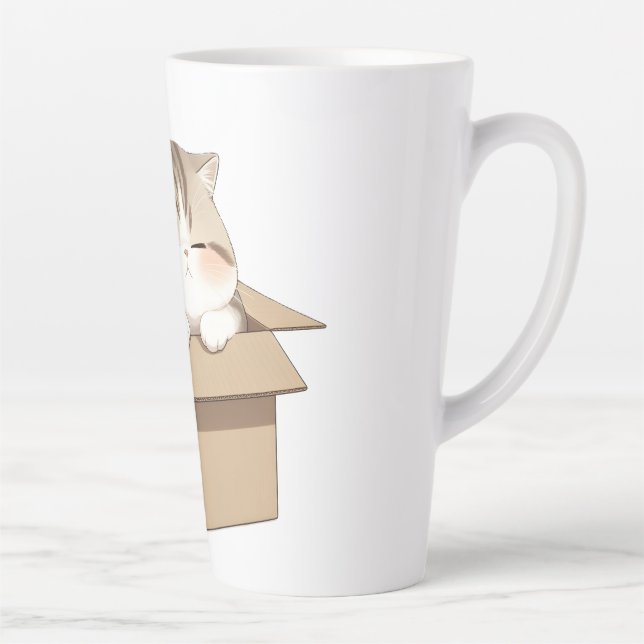 Caneca De Café Latte Cat In the box (Direita)