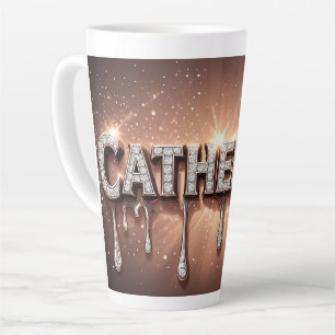 Caneca De Café Latte Catherine Nome em Ouro Derramado